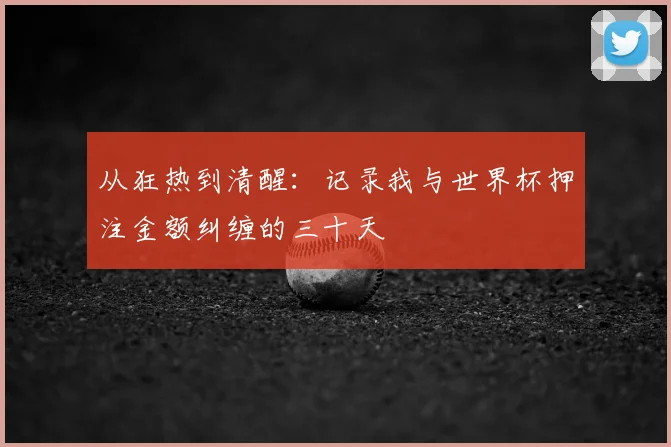 从狂热到清醒：记录我与世界杯押注金额纠缠的三十天