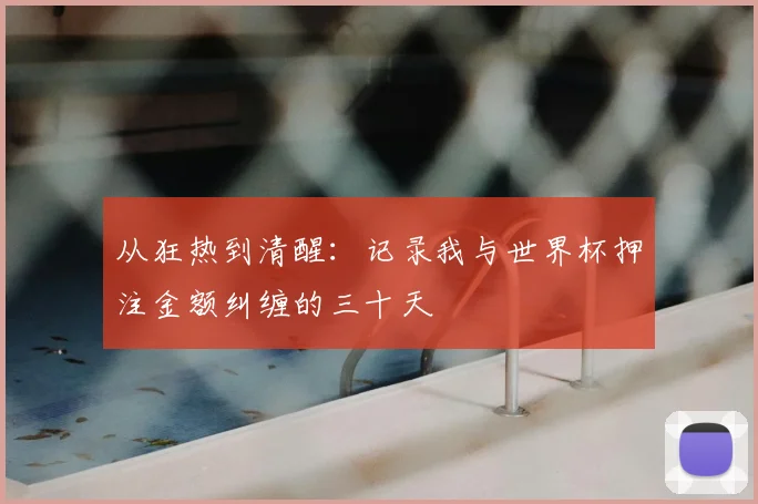 从狂热到清醒：记录我与世界杯押注金额纠缠的三十天